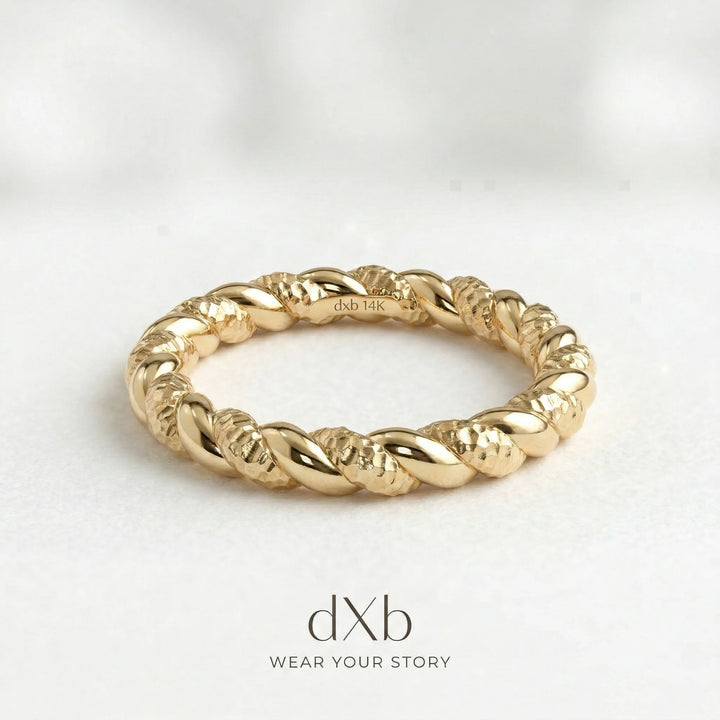 14k yellow gold Twisted Rope Band ring