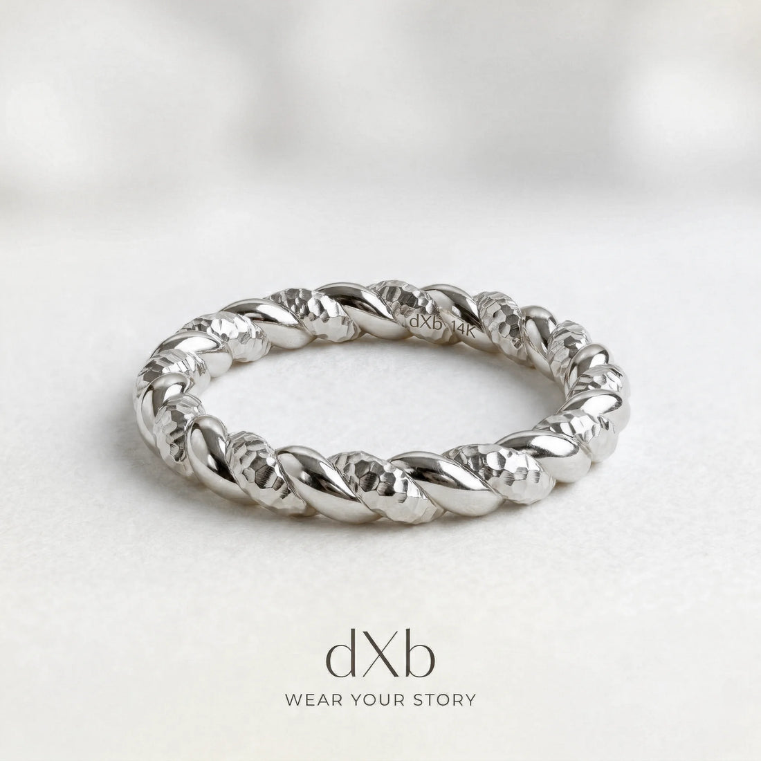 silver Twisted Rope Band ring