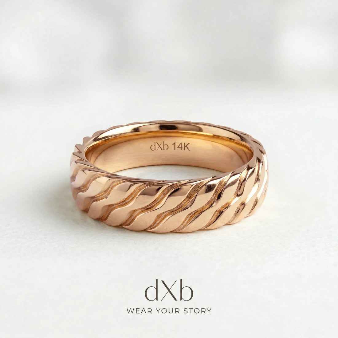 14k rose gold Wavy Textured Band ring