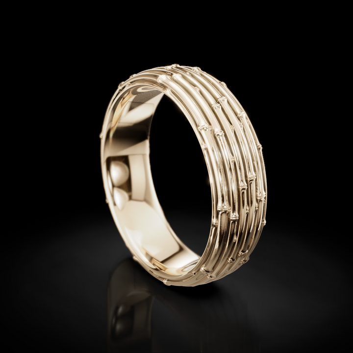 Gold Bamboo Wedding Band: Nature's Elegance in Every Detail