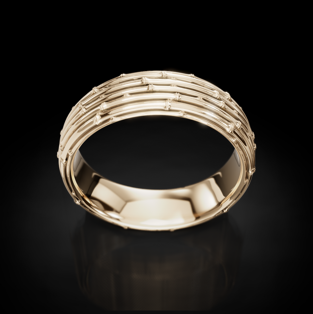 Gold Bamboo Wedding Band: Nature's Elegance in Every Detail