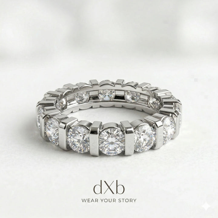 platinum simulated diamond round brilliant eternity band ring