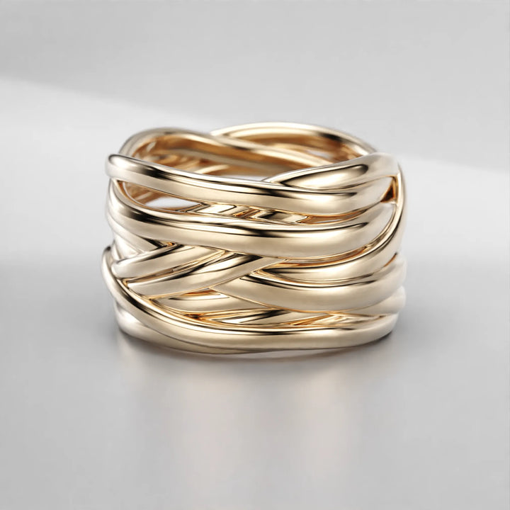 Modern Multi-Band Statement Ring in 14k Gold (Yellow)