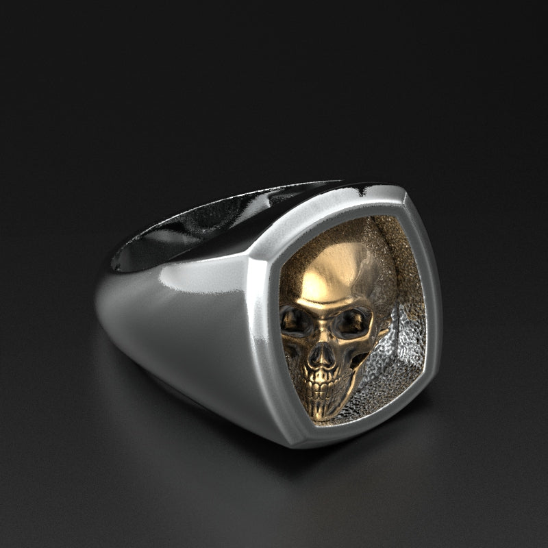 Skull signet ring "From the darkness"