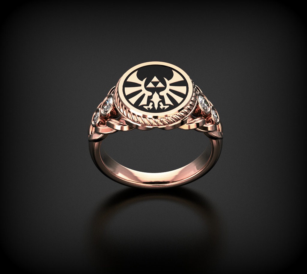 Zelda Ring, Legend of Zelda Ring, Zelda Diamond Design Ring, Geeks Promise Ring, Zelda Video Game Gold Wedding Ring, Triforce  Ring